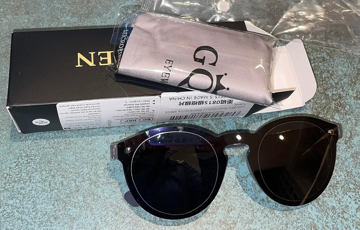 GQUEEN Runde Sonnenbrille Gold Rosa verspiegelt UV400