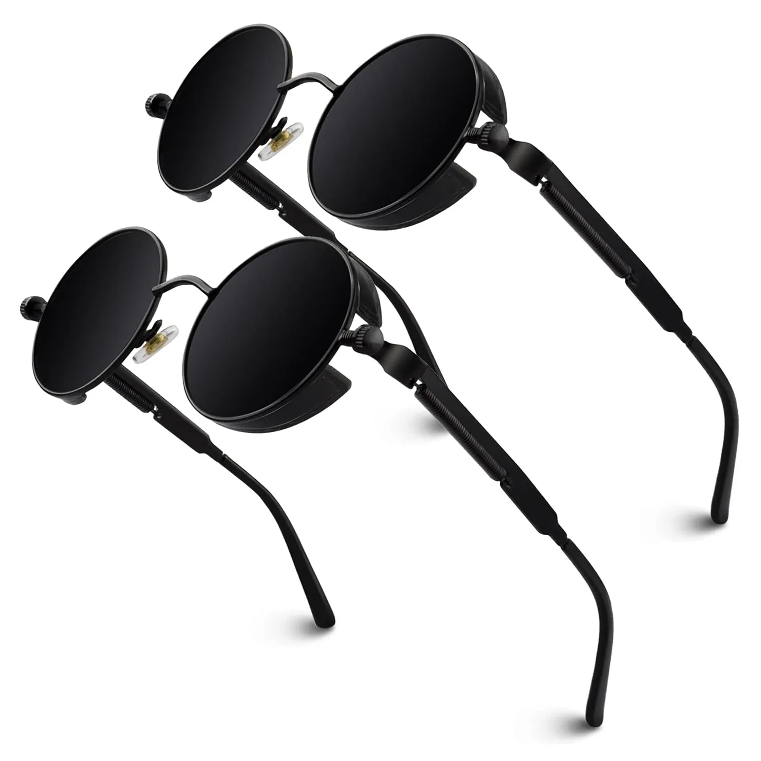 GQUEEN Runde Sonnenbrille Schwarz Grau polarisiert