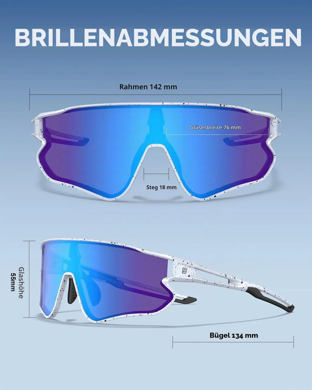 DUCO DC0023 Fahrradbrille weiß-schwarz Revo blau polarisiert