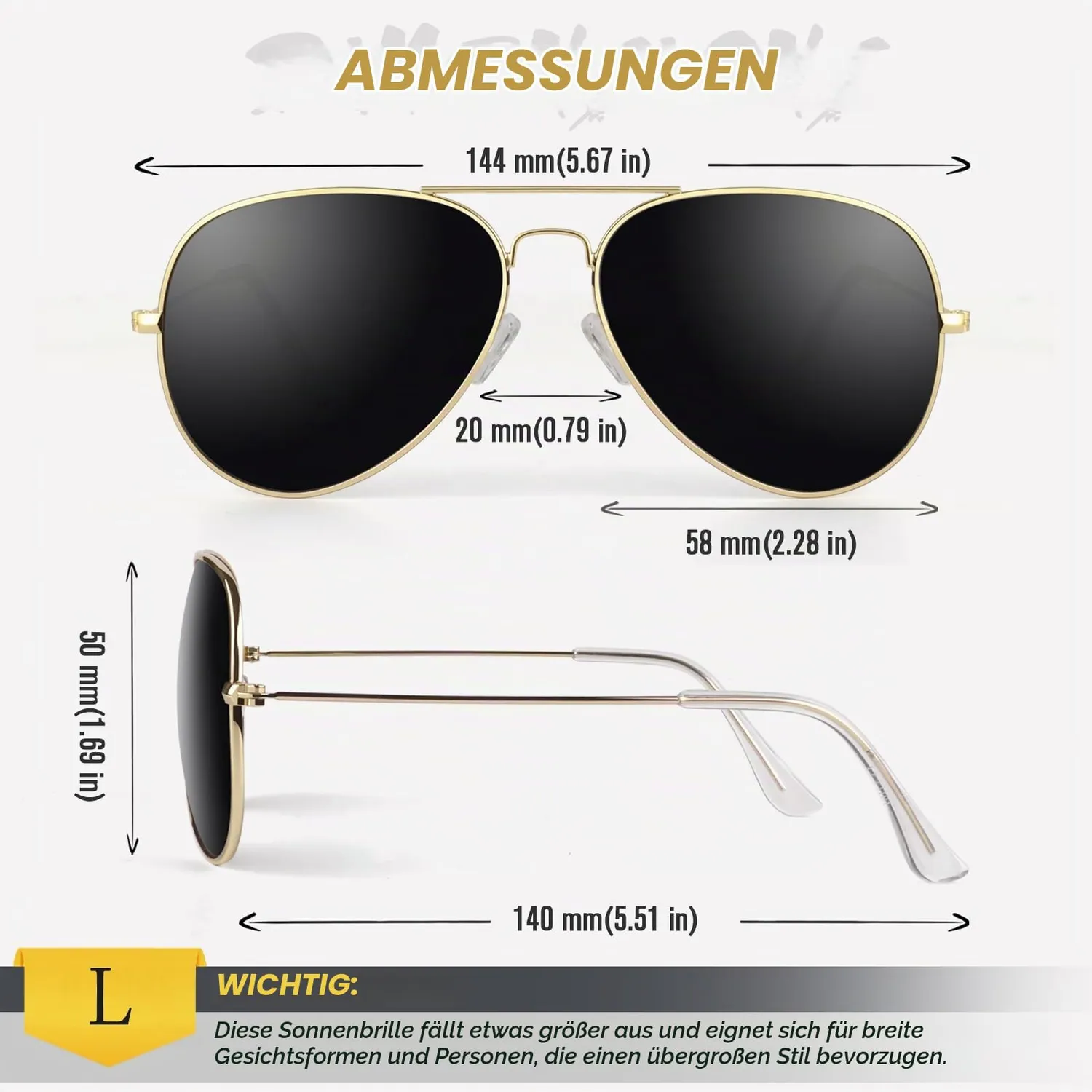 GQUEEN Pilotenbrille polarisiert Metall 58mm UV400