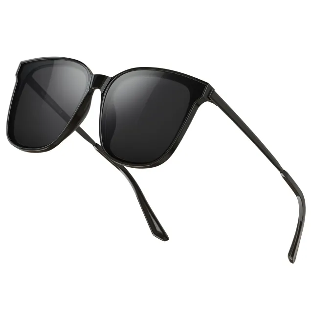 DUCO Vintage Damen Sonnenbrille Schwarz Grau polarisiert