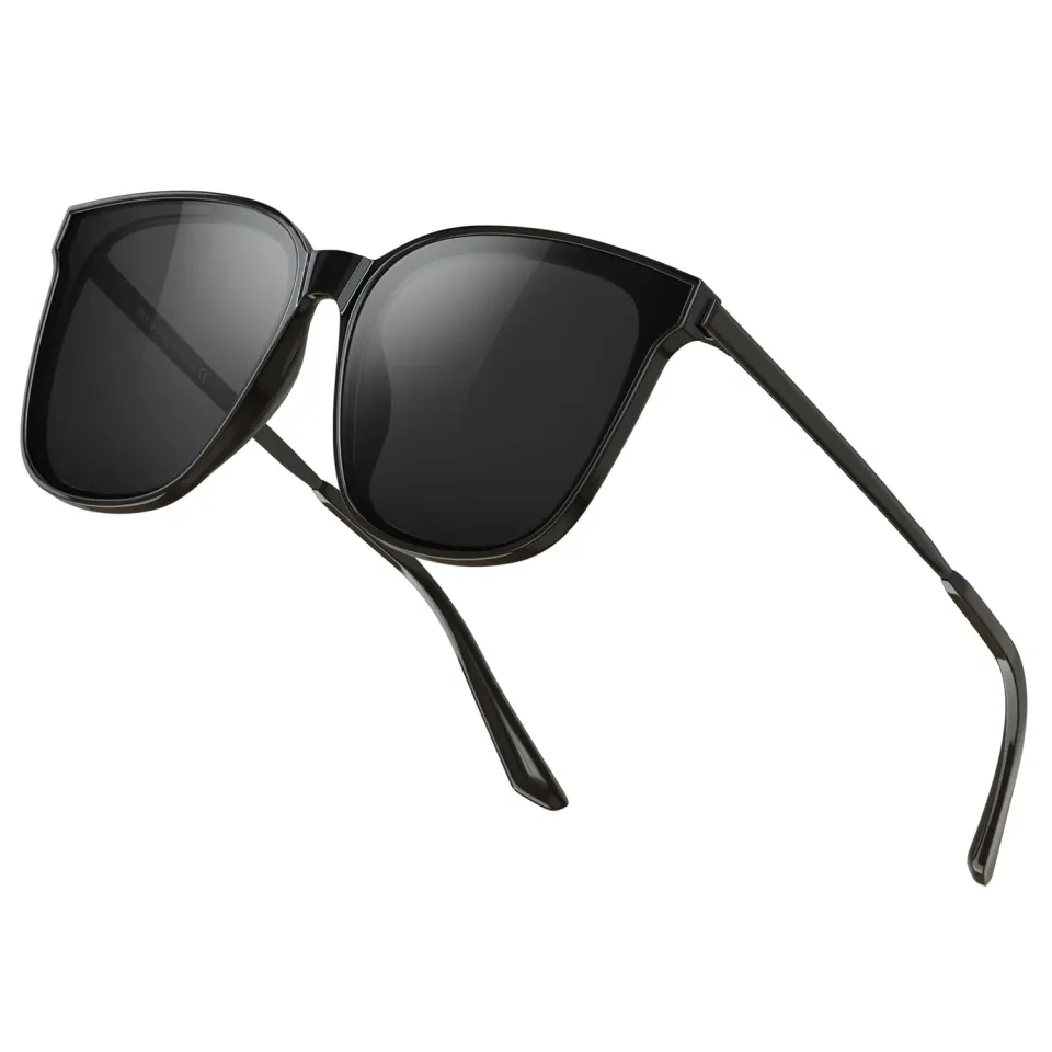 DUCO Vintage Damen Sonnenbrille Schwarz Grau polarisiert