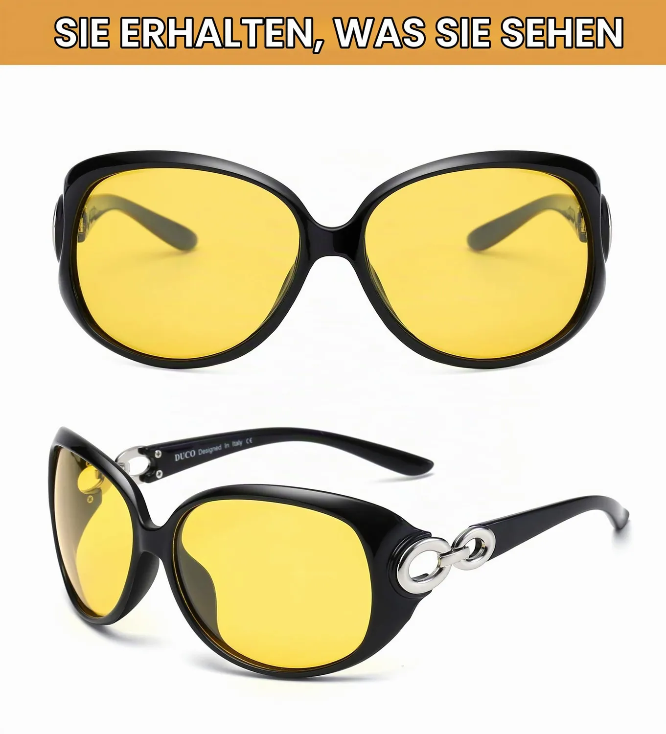 DUCO 1221Y Nachtfahrbrille Schwarz Gelb polarisiert