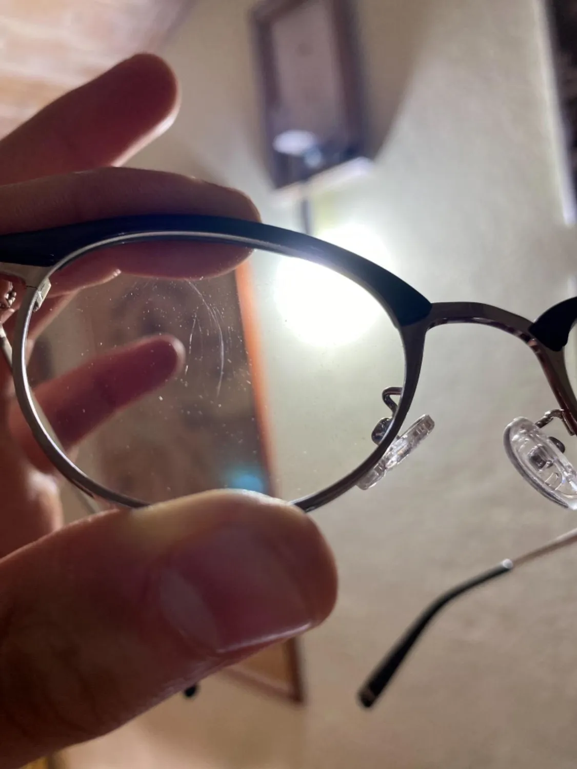 GQUEEN rahmenlose Blaulichtbrille rund transparent UV400