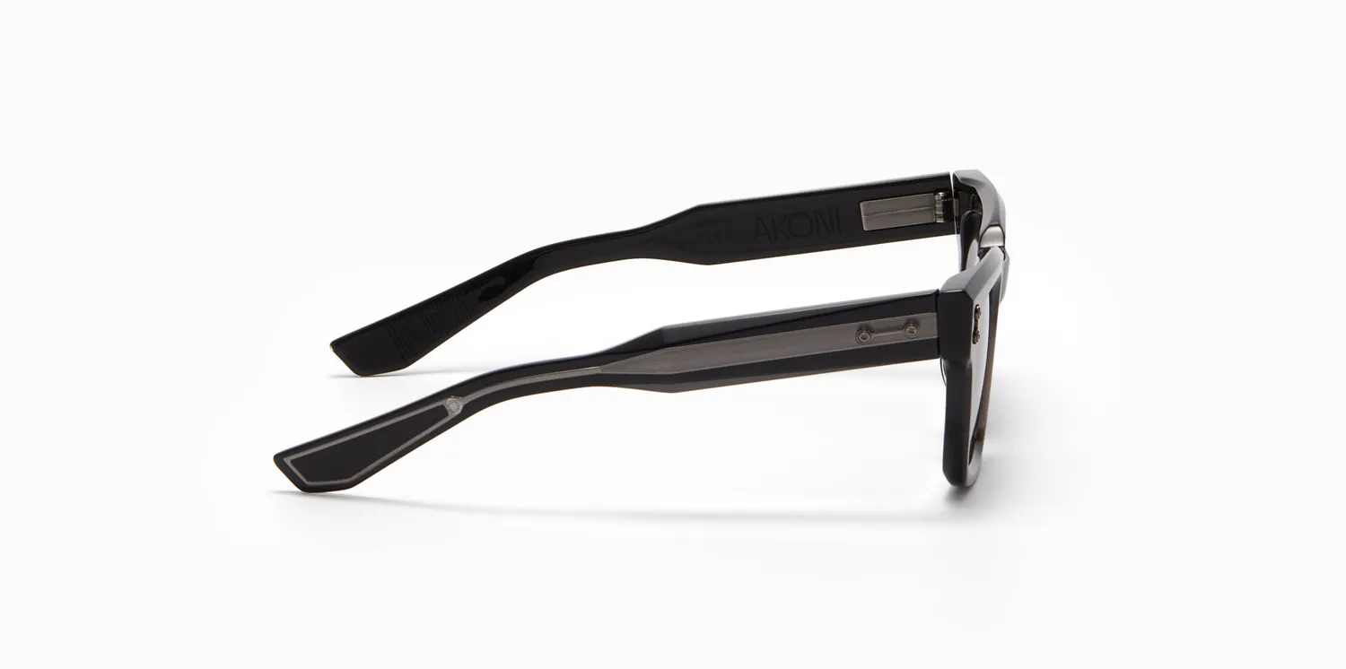Akoni Etere Pyxis Sonnenbrille Crystal Black entspiegelt