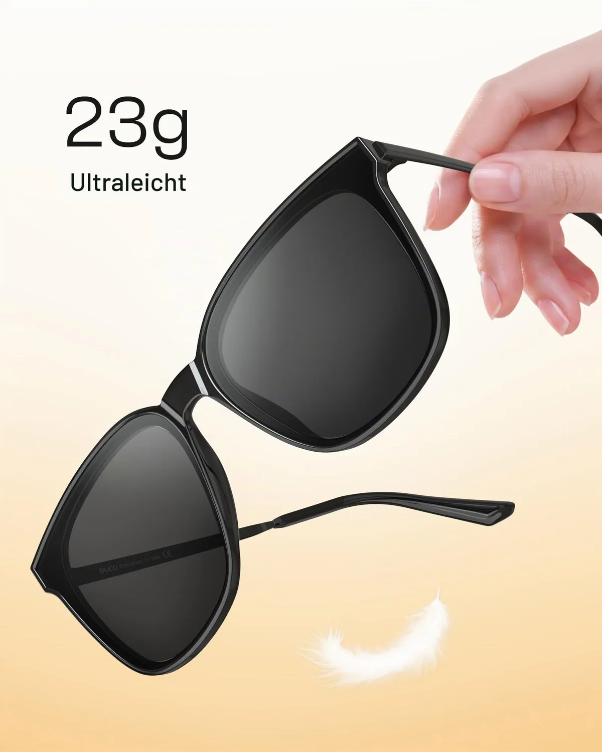 DUCO Vintage Damen Sonnenbrille Schwarz Grau polarisiert