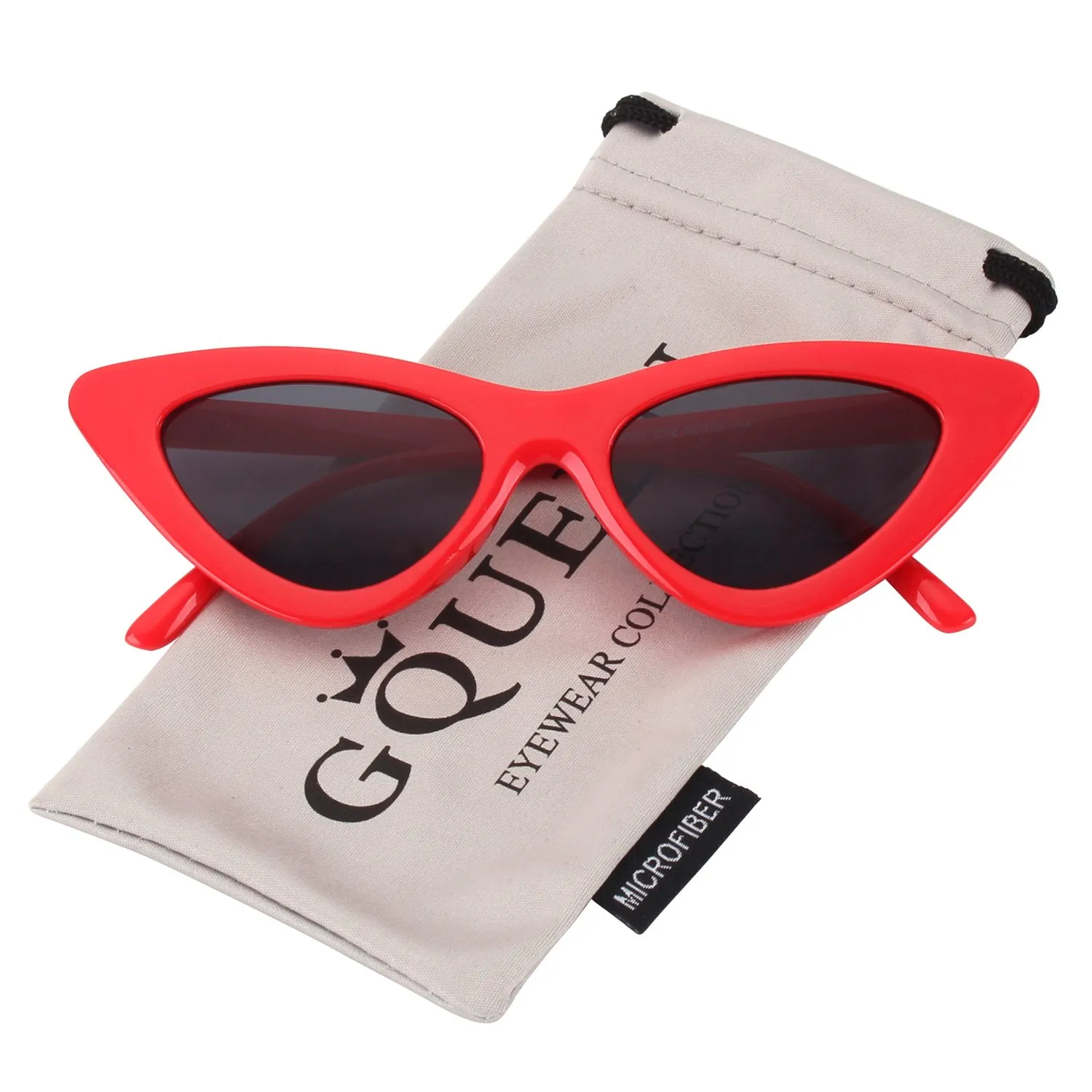 GQUEEN Cat-Eye Sonnenbrille Damen weiß-blau 90er