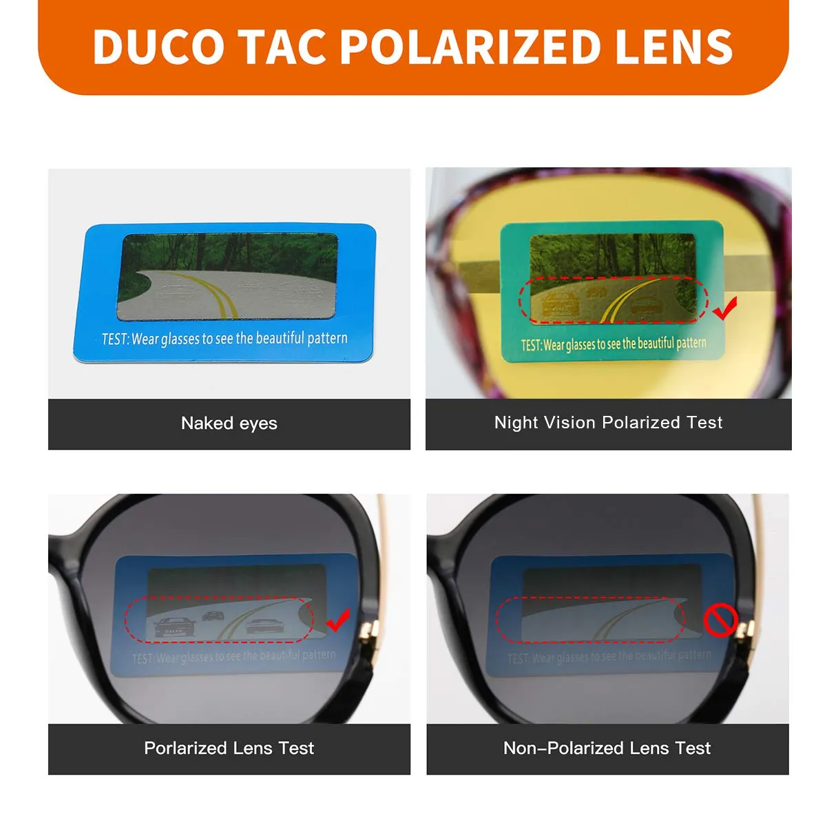 DUCO 1220Y Damen Nachtfahrbrille gelb polarisiert