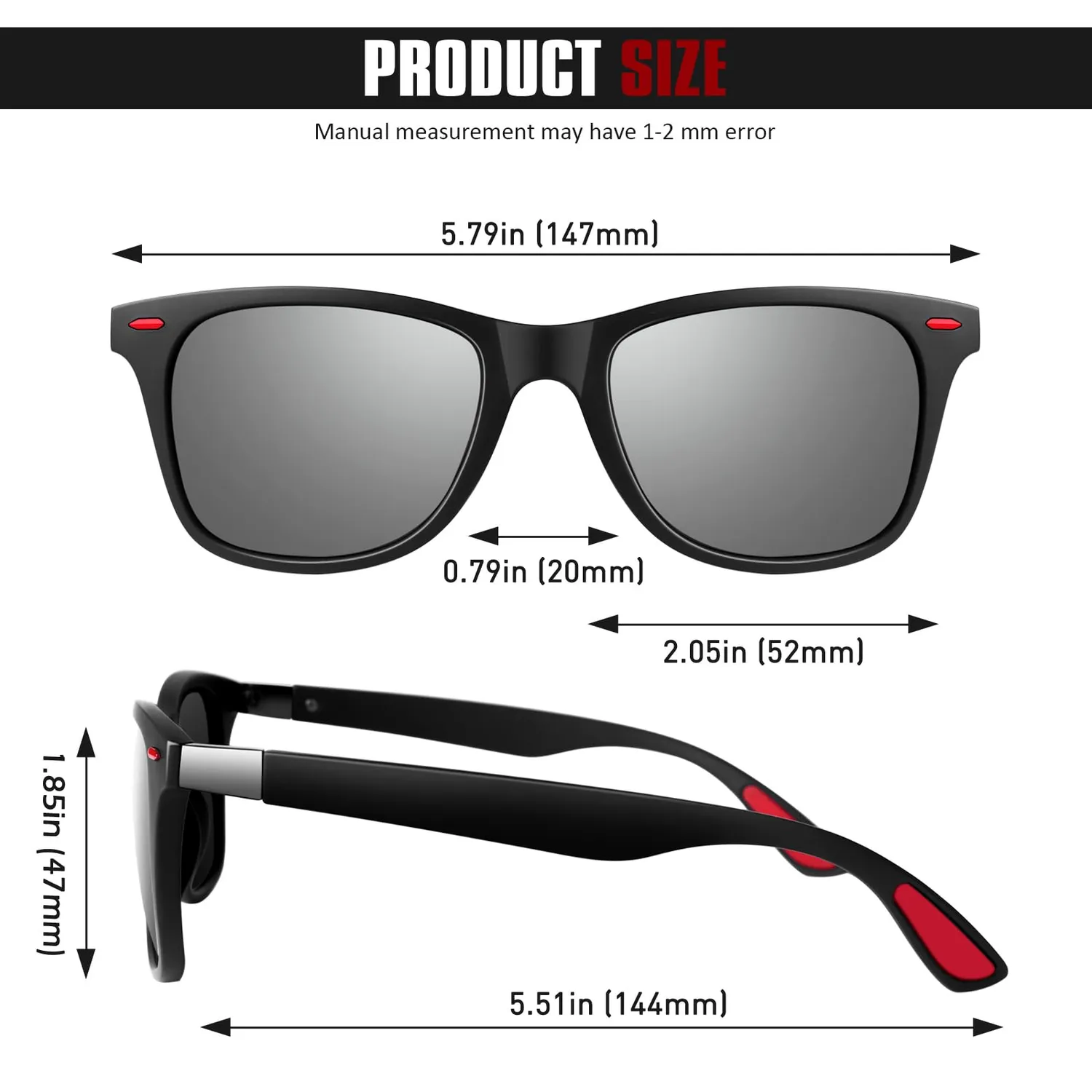 GQUEEN Sonnenbrille polarisiert TR90 mattschwarz-silber