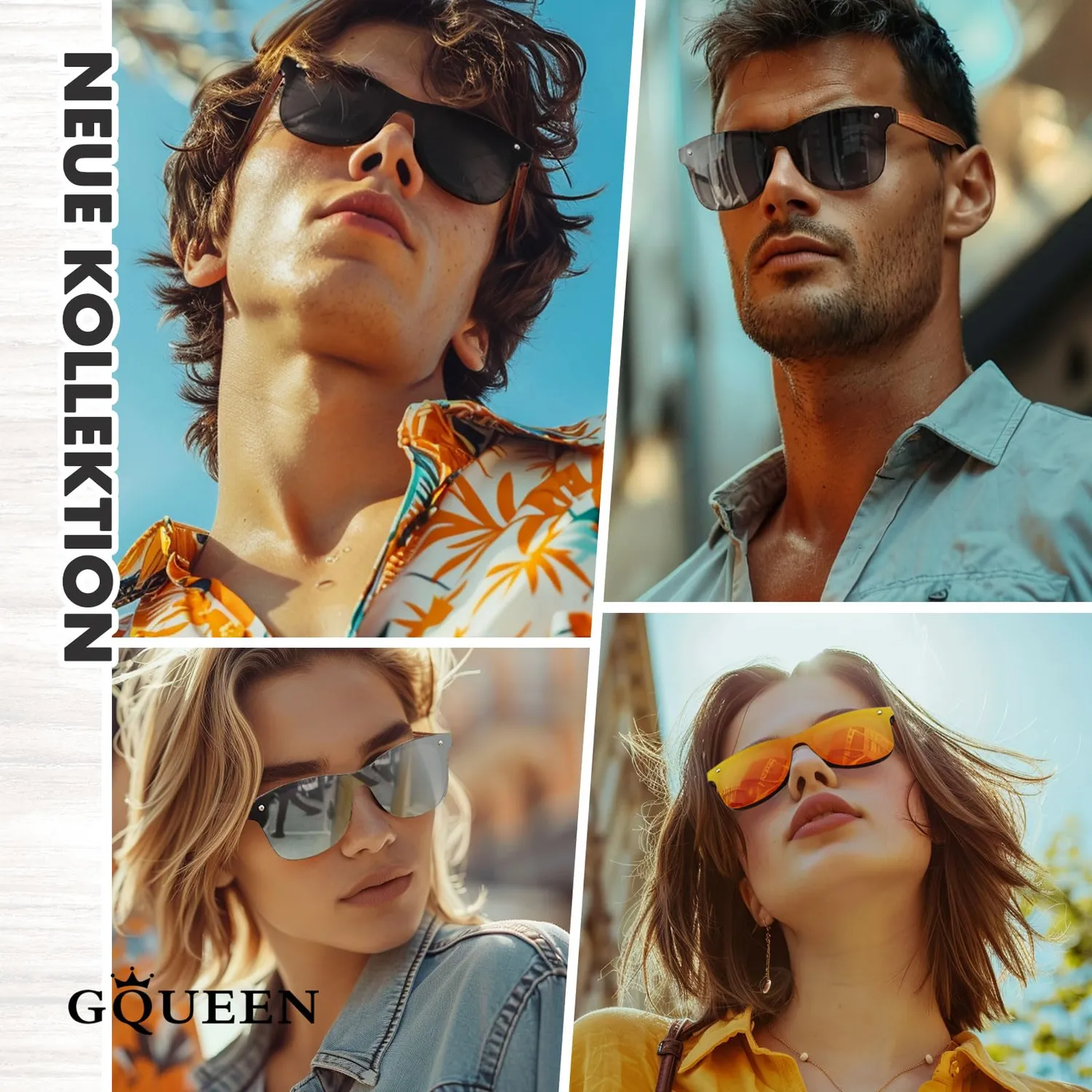 GQUEEN Holz Sonnenbrille schwarz grau polarisiert