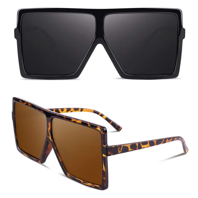 GQUEEN Retro Vintage übergroße Sonnenbrille Damen quadratisch UV400