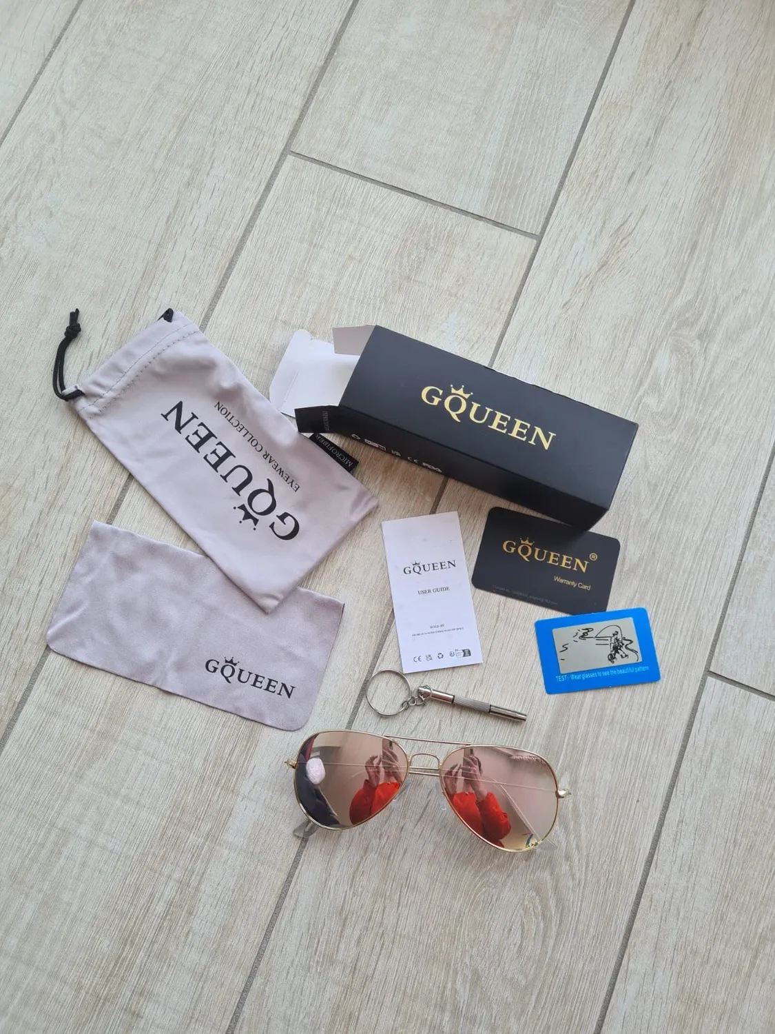 GQUEEN Pilotenbrille polarisiert Metall 58mm UV400