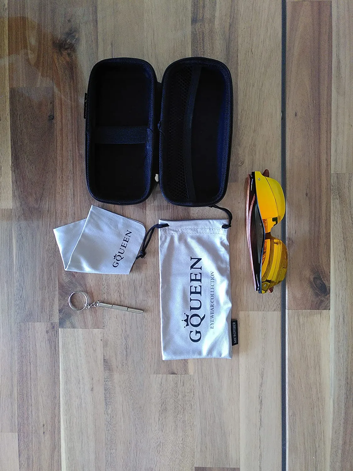 GQUEEN Holz Sonnenbrille schwarz grau polarisiert