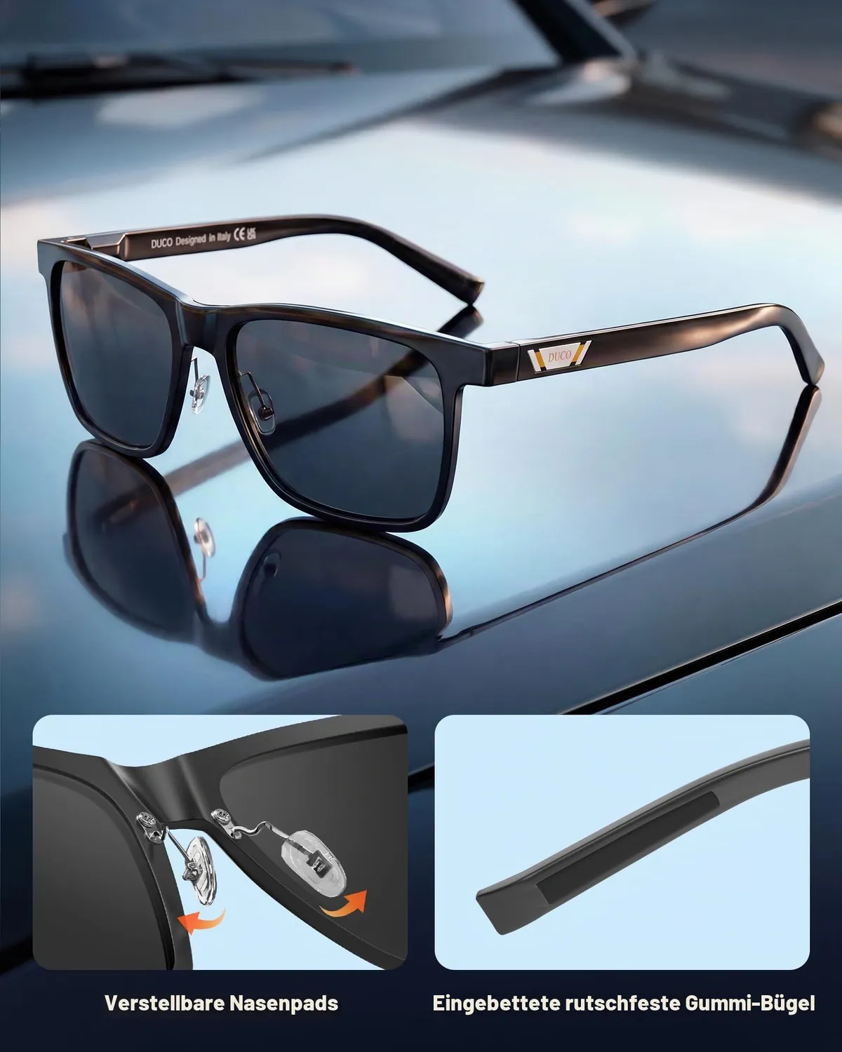 DUCO 3029H Sonnenbrille Schwarz Grau polarisiert