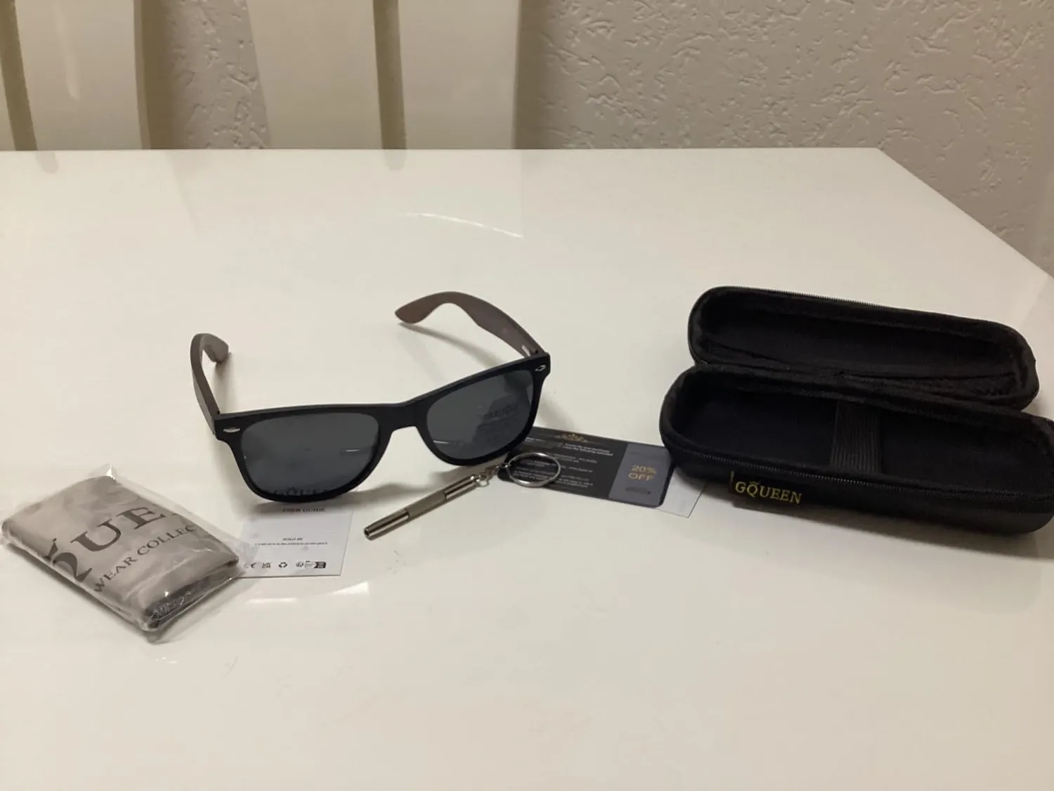 GQUEEN Holz Sonnenbrille polarisiert Walnuss UV400