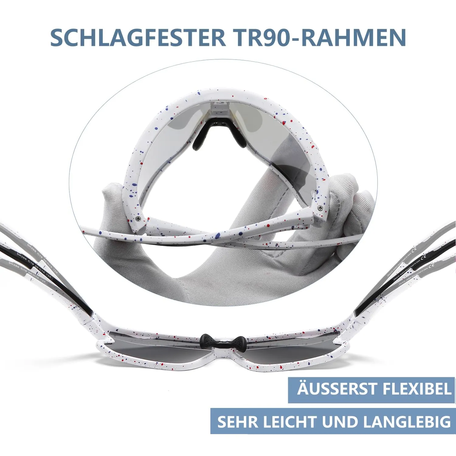 DUCO DK268 Kinder Sonnenbrille Weiß Rot Blau Revo Blau