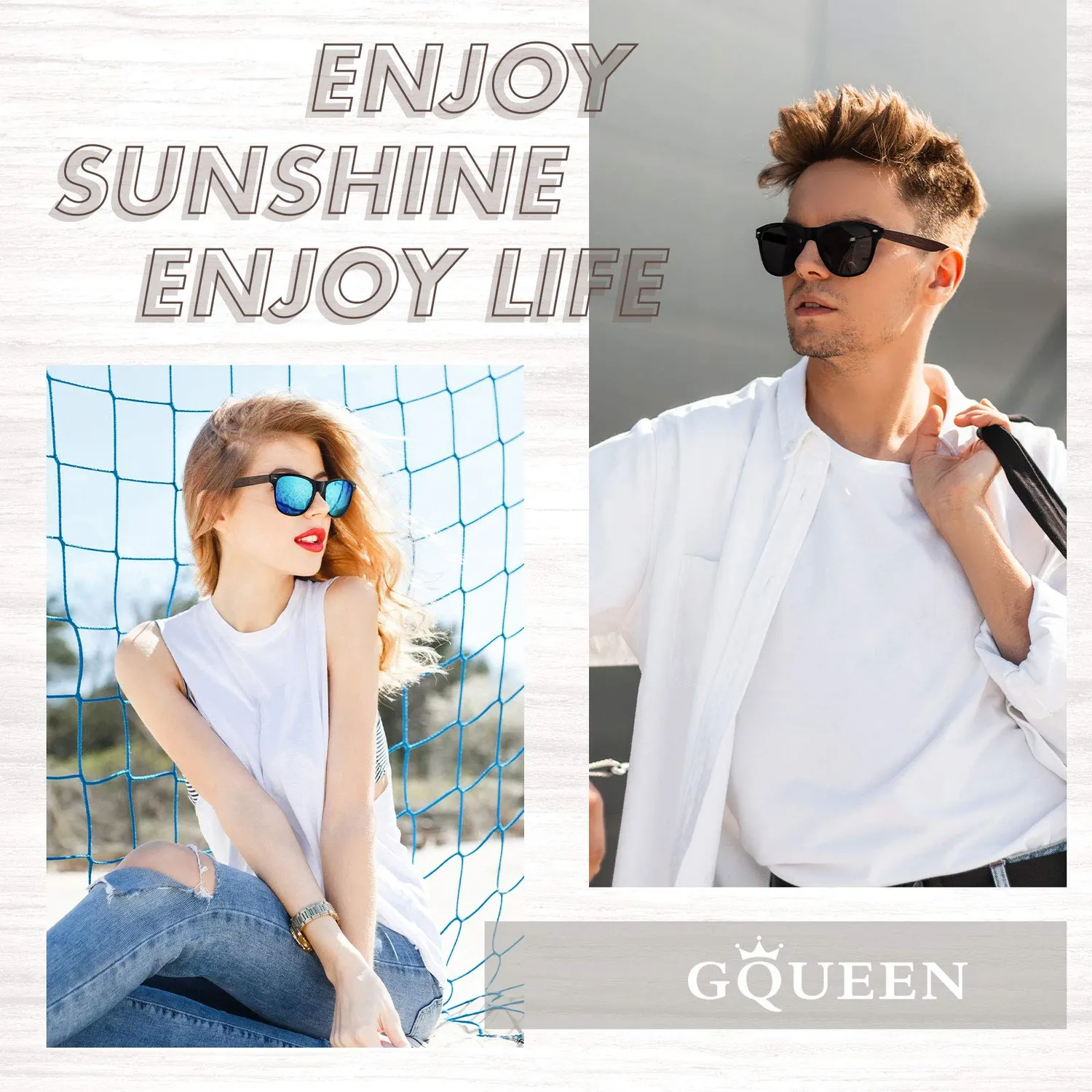 GQUEEN Holz Sonnenbrille polarisiert Walnuss UV400
