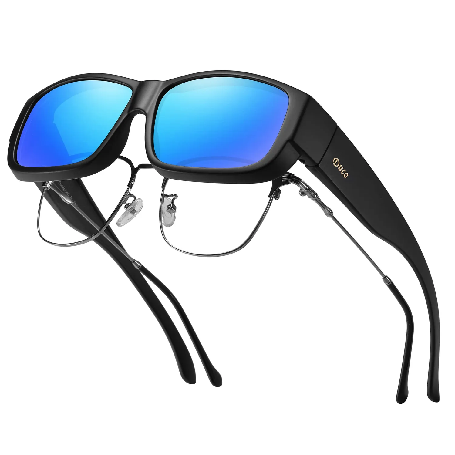 DUCO Überbrille Sonnenbrille Schwarz polarisiert