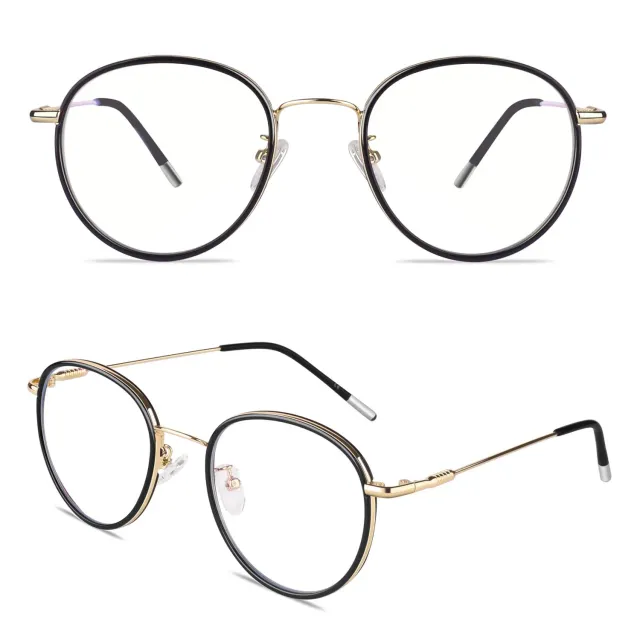 GQUEEN Runde Blaulichtfilter Brille Übergröße amber