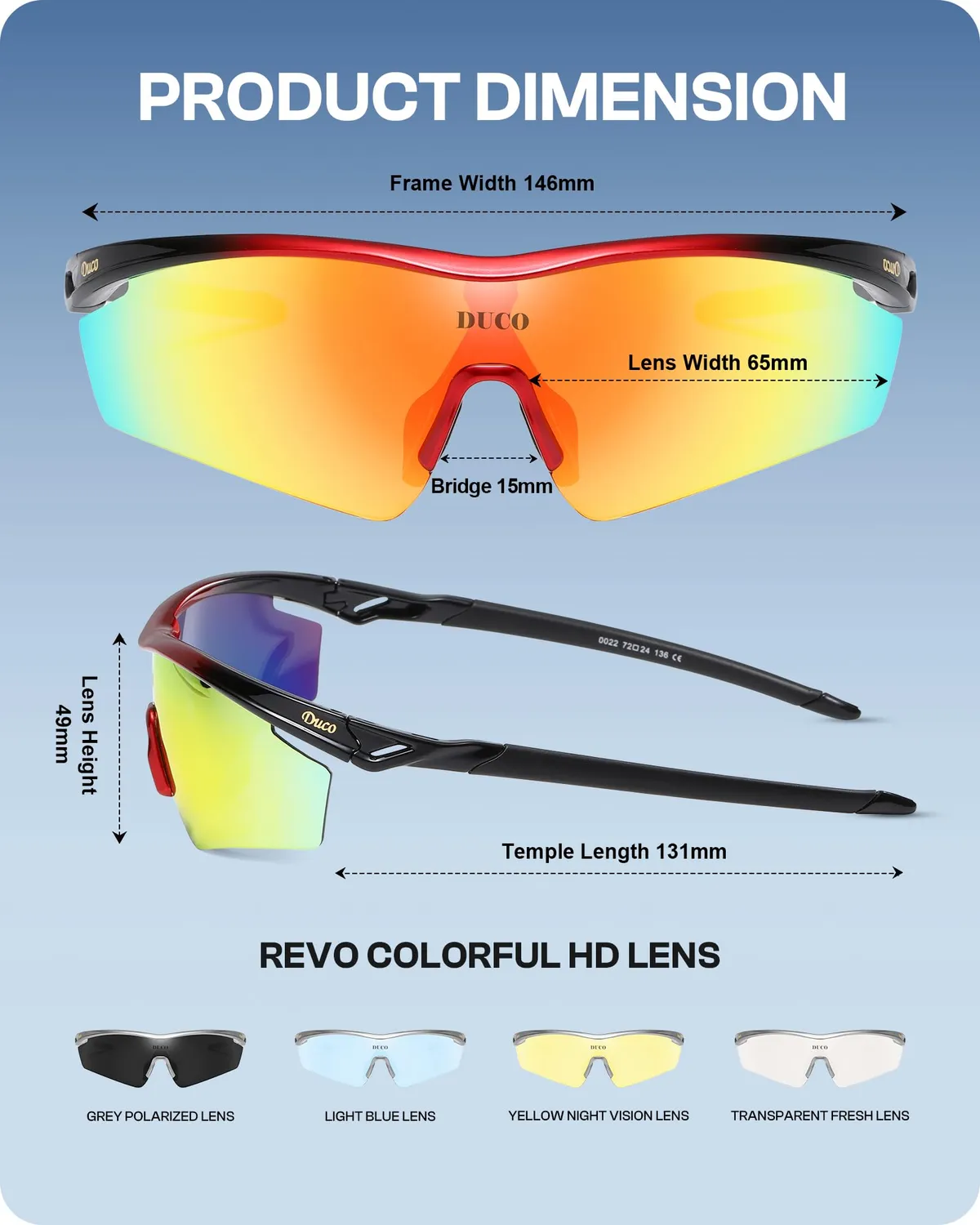 DUCO 0022 Fahrradbrille polarisiert rot