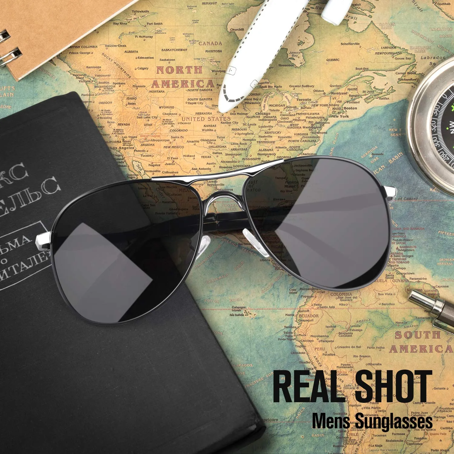 GQUEEN Piloten Sonnenbrille schwarz polarisiert UV400