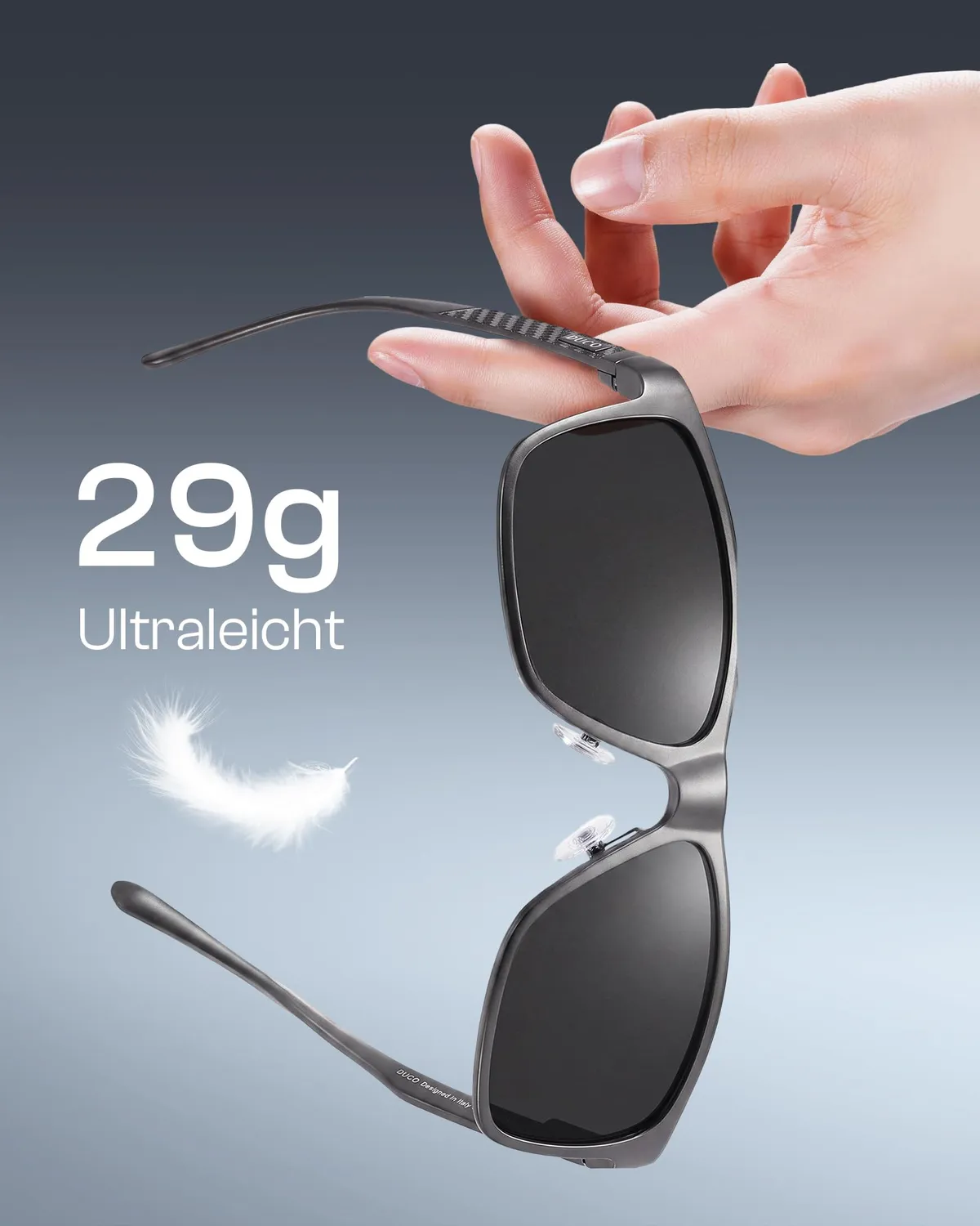 DUCO Herren Sonnenbrille Gunmetal polarisiert Metall