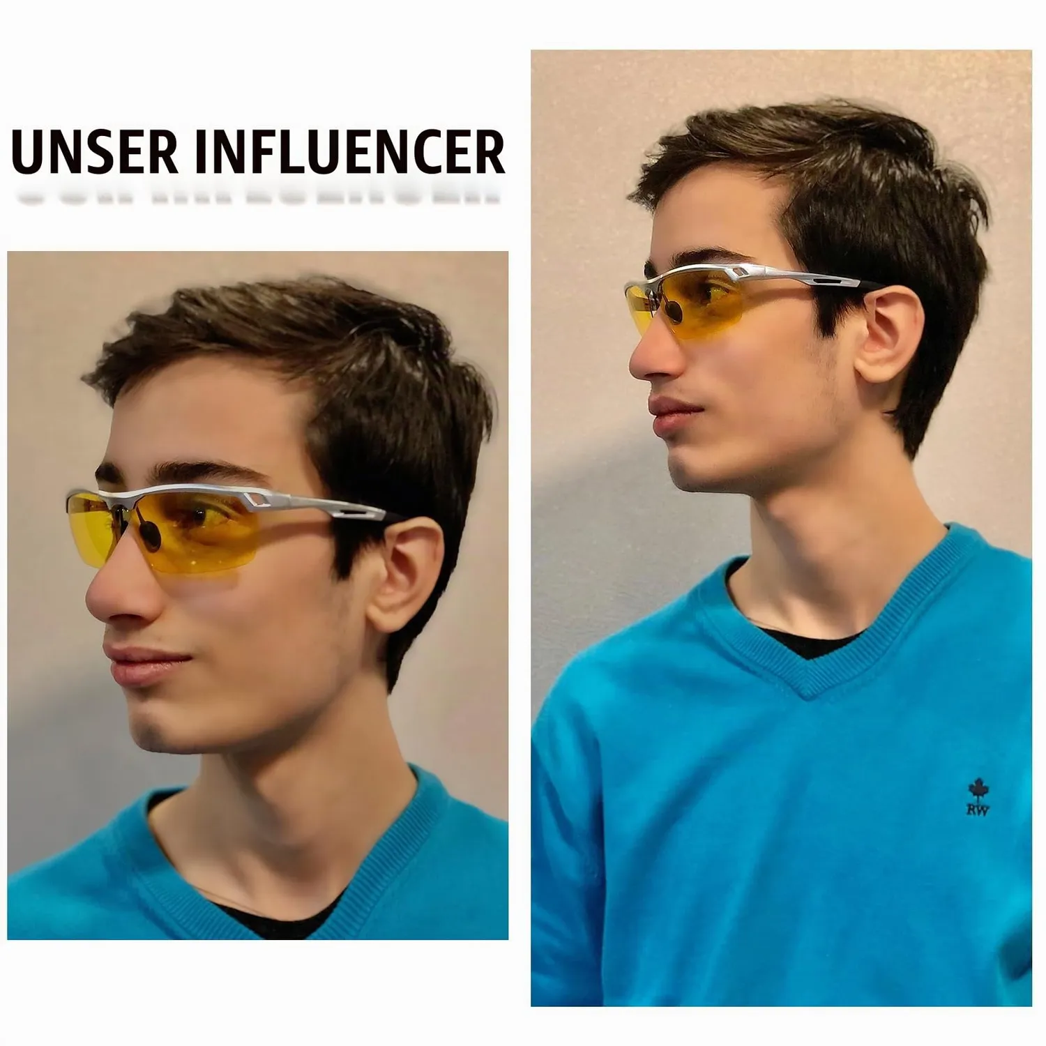 DUCO 8550Y Nachtfahrbrille Silber Gelb Anti-Blend