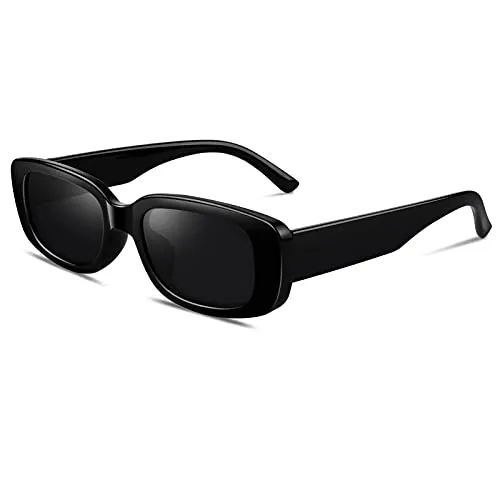 GQUEEN Retro 90s Sonnenbrille Schwarz Grau eckig