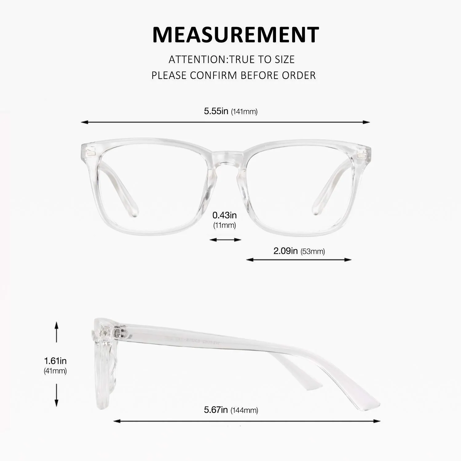 GQUEEN PE2 Hornbrille Transparent ohne Stärke