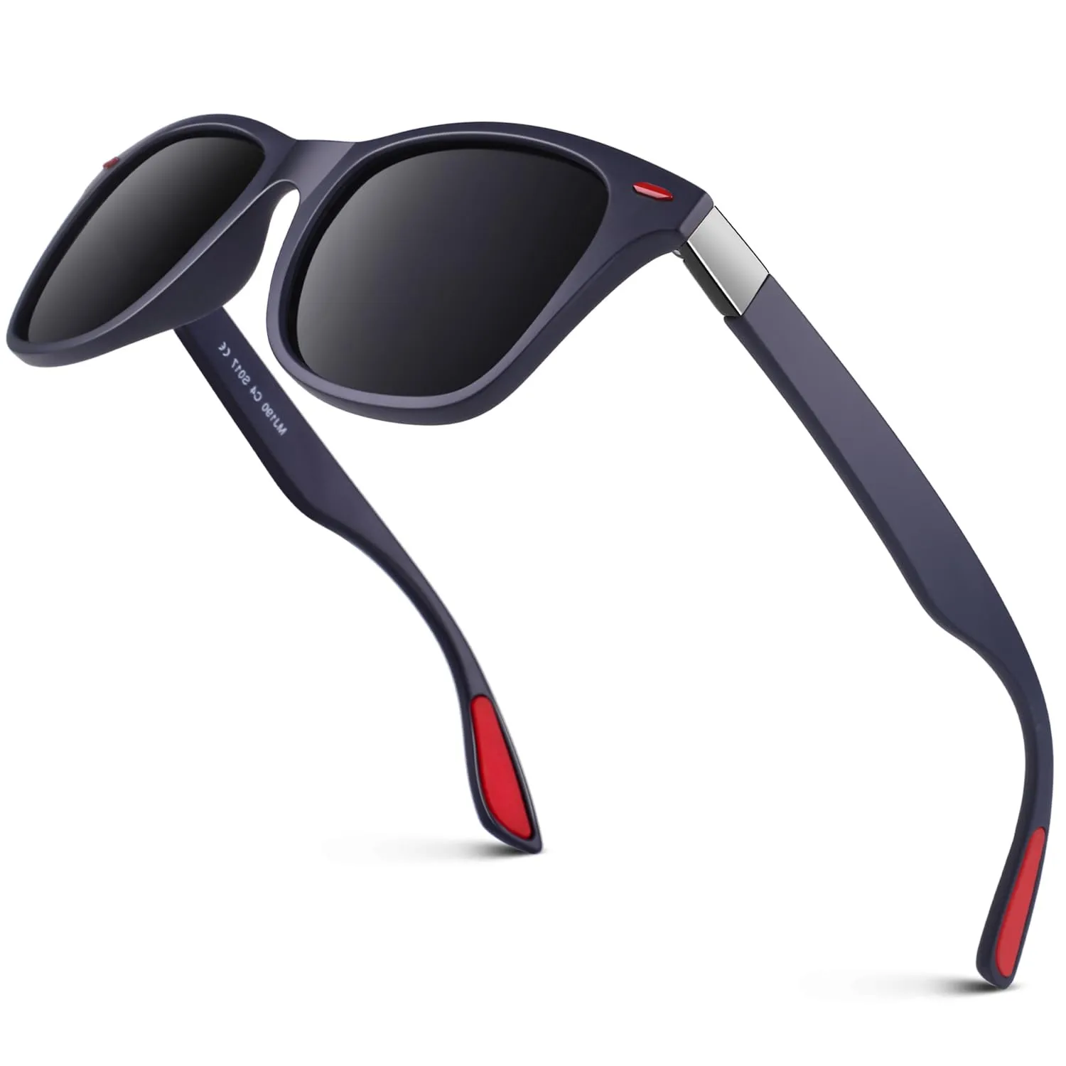 GQUEEN Rechteck Sonnenbrille Matt Schwarz Grau polarisiert