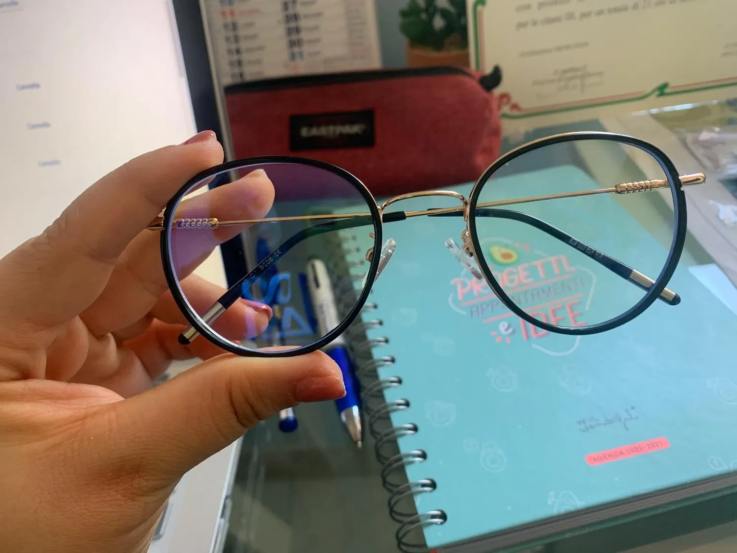 GQUEEN Runde Blaulichtfilter Brille Übergröße amber