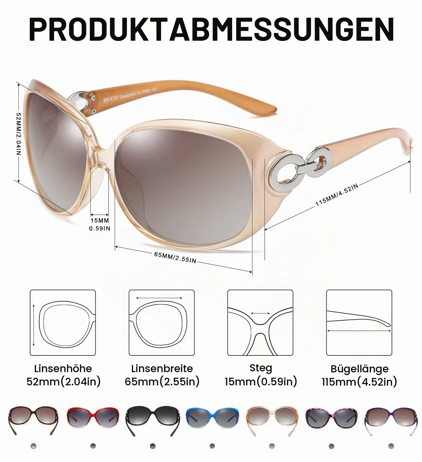 DUCO 1220 Damen Sonnenbrille übergroß polarisiert