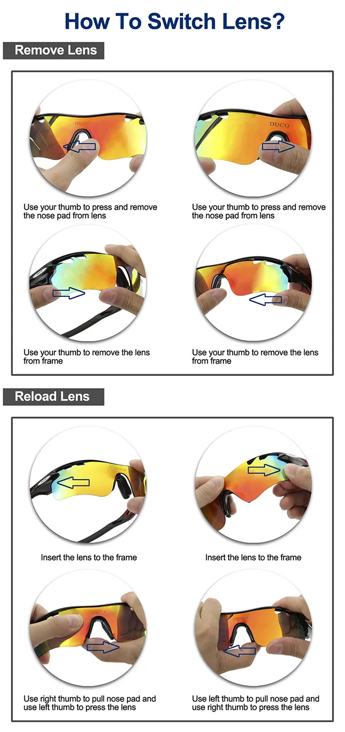 DUCO 0021 Radsportbrille polarisiert 5 Wechselgläser