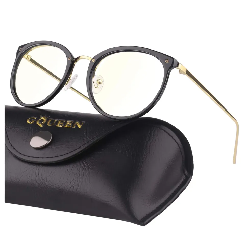 GQUEEN Runde Blaulichtfilter Brille Übergröße amber