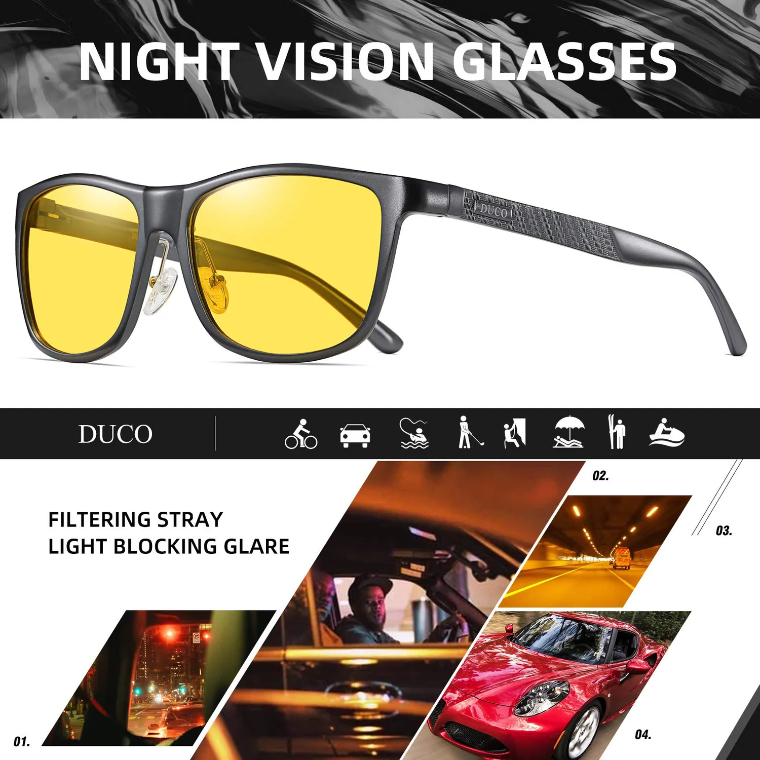 DUCO 8200Y Nachtfahrbrille gelb polarisiert