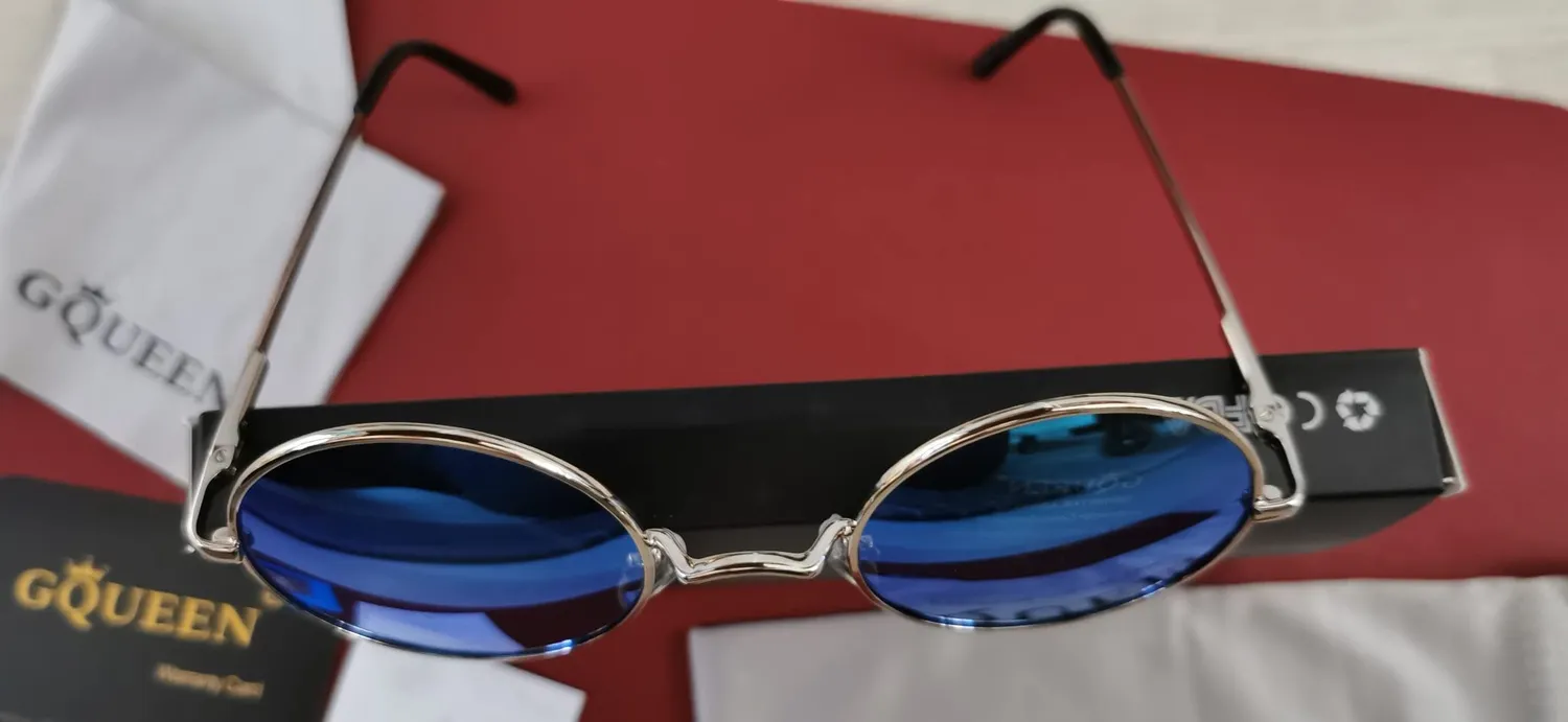 GQUEEN MEZ1 Retro Runde Sonnenbrille Gold Grau polarisiert