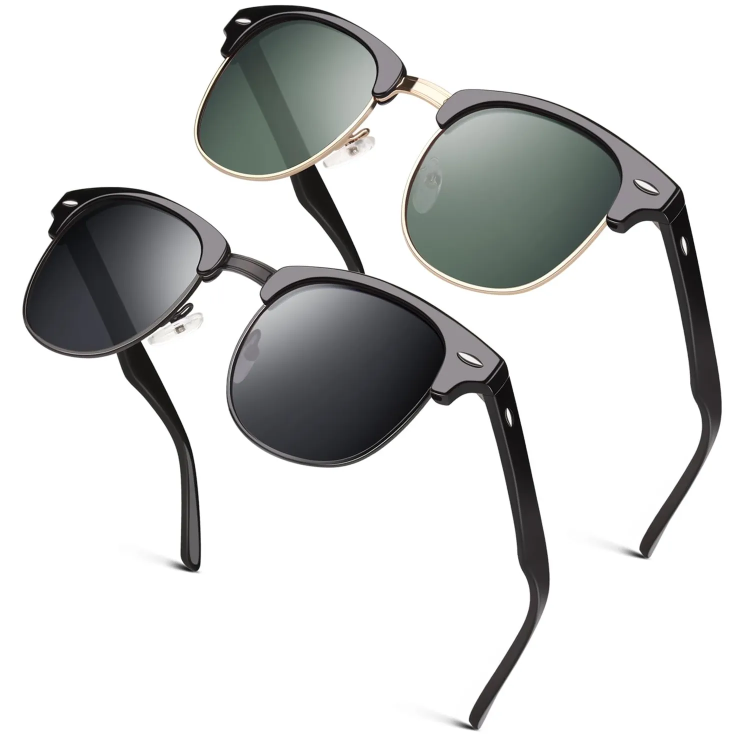 GQUEEN Halbrahmen Sonnenbrille Schildkröte braun polarisiert