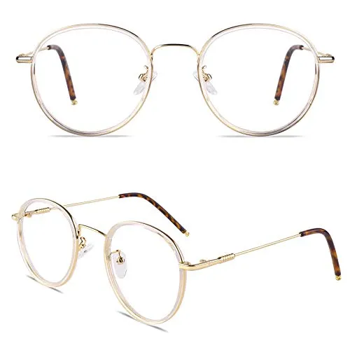 GQUEEN Runde Blaulichtfilter Brille Übergröße amber