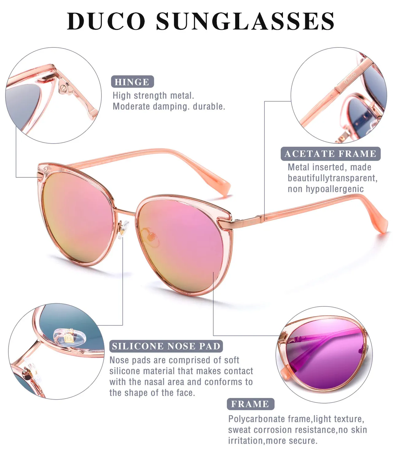 DUCO DC1222 Damen-Sonnenbrille polarisiert vintage