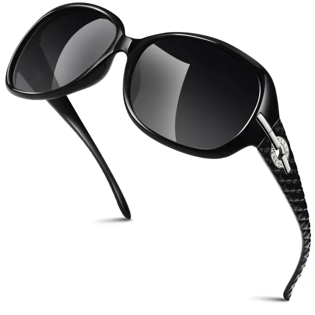 GQUEEN Damen Sonnenbrille Schwarz-Grau polarisiert