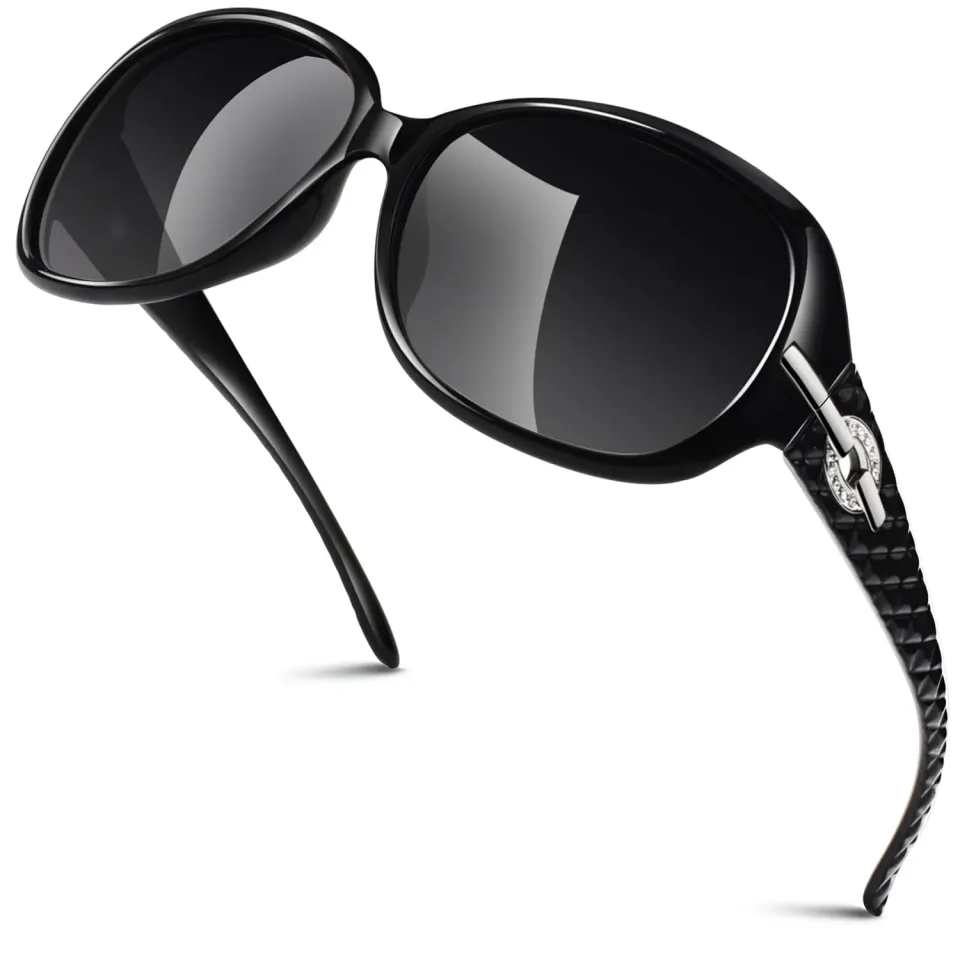 GQUEEN Damen Sonnenbrille Schwarz-Grau polarisiert