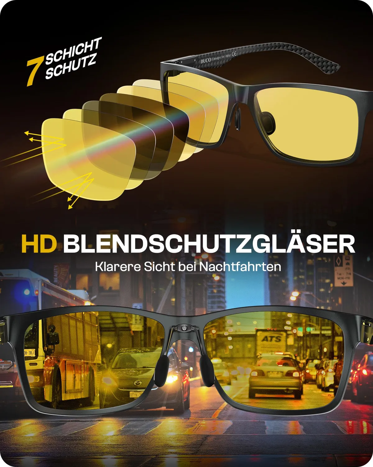 DUCO 8206Y Nachtfahrbrille polarisiert ultraleicht