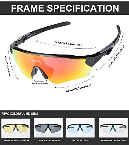 DUCO 0021 Radsportbrille polarisiert 5 Wechselgläser