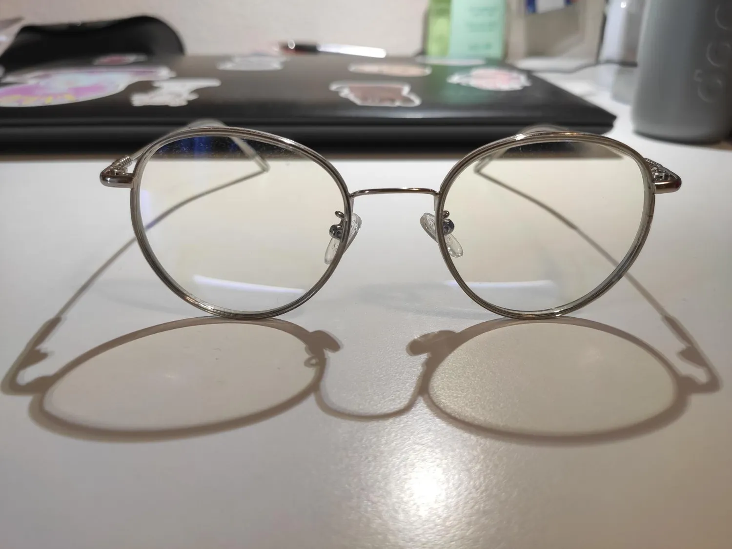 GQUEEN Runde Blaulichtfilter Brille Übergröße amber