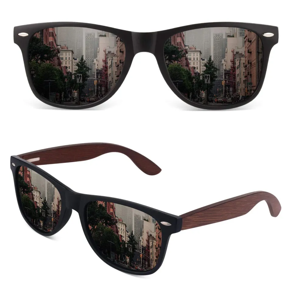 GQUEEN Holz Sonnenbrille polarisiert Walnuss UV400