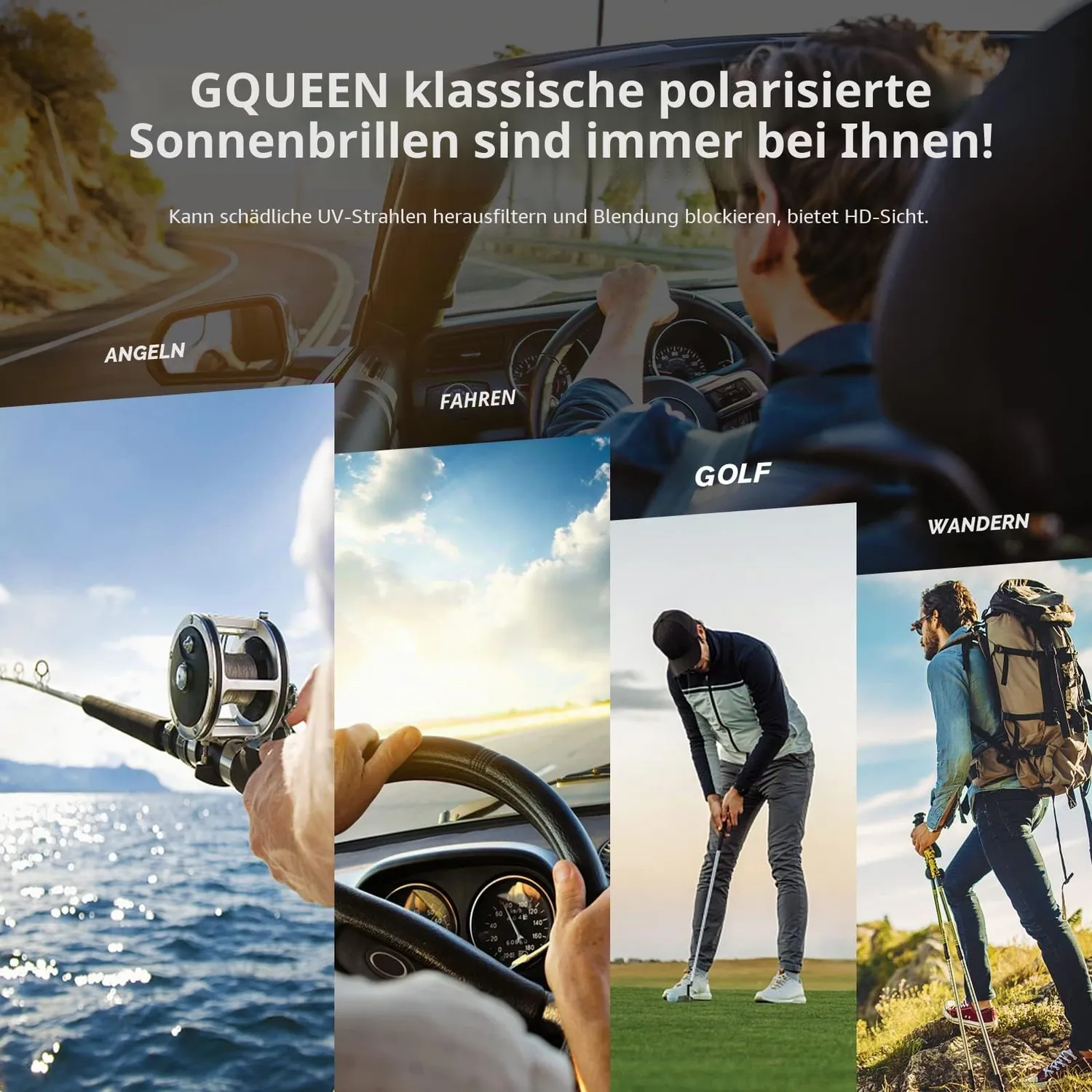 GQUEEN Piloten Sonnenbrille schwarz polarisiert UV400