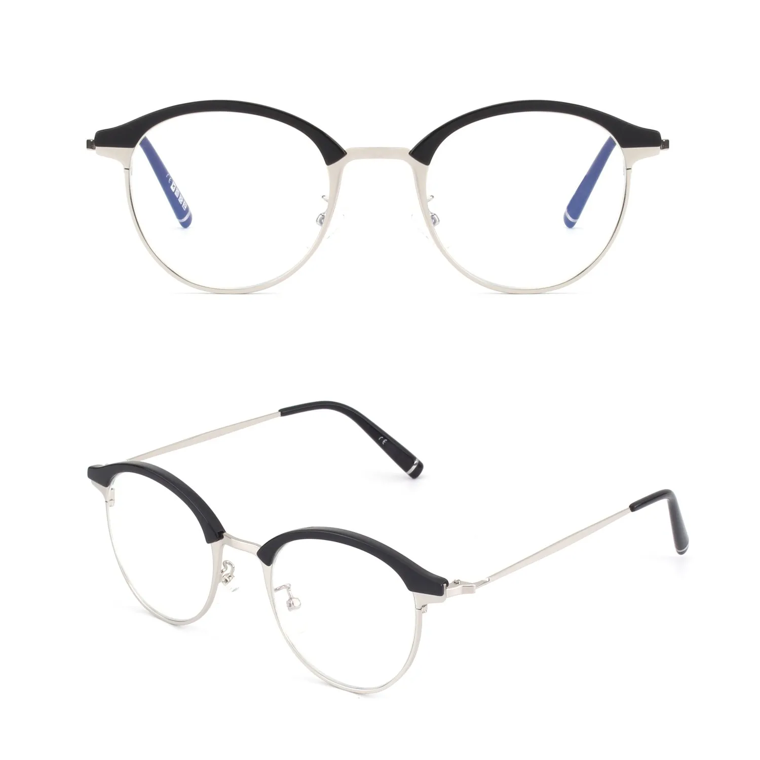 GQUEEN rahmenlose Blaulichtbrille rund transparent UV400