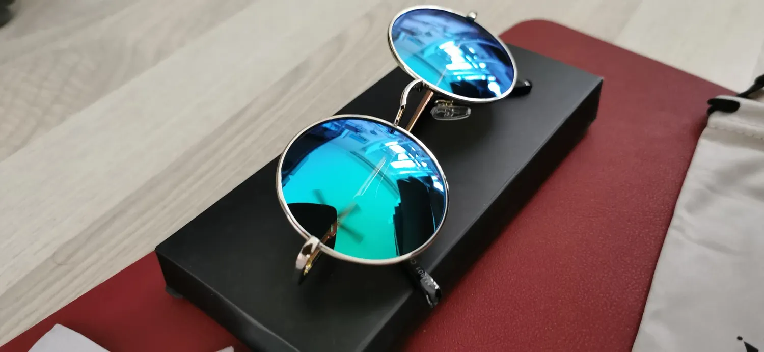 GQUEEN MEZ1 Retro Runde Sonnenbrille Gold Grau polarisiert
