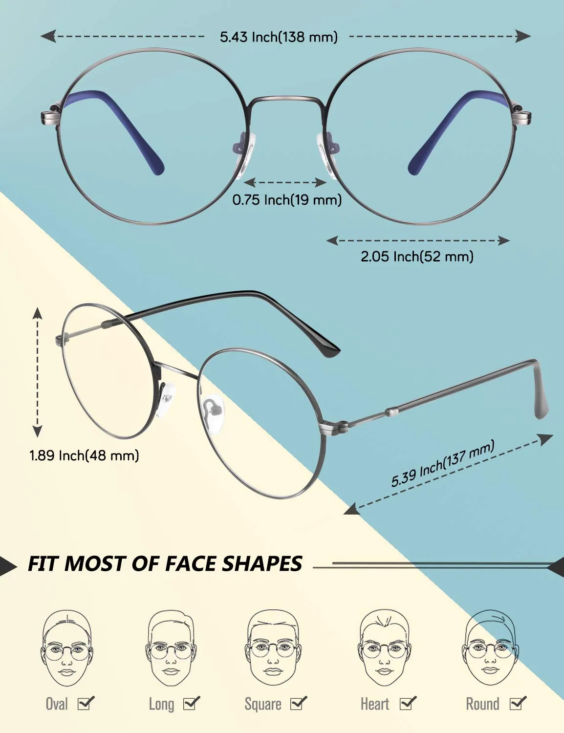 GQUEEN GQ40 Blaulichtbrille rund mit Blaufilter