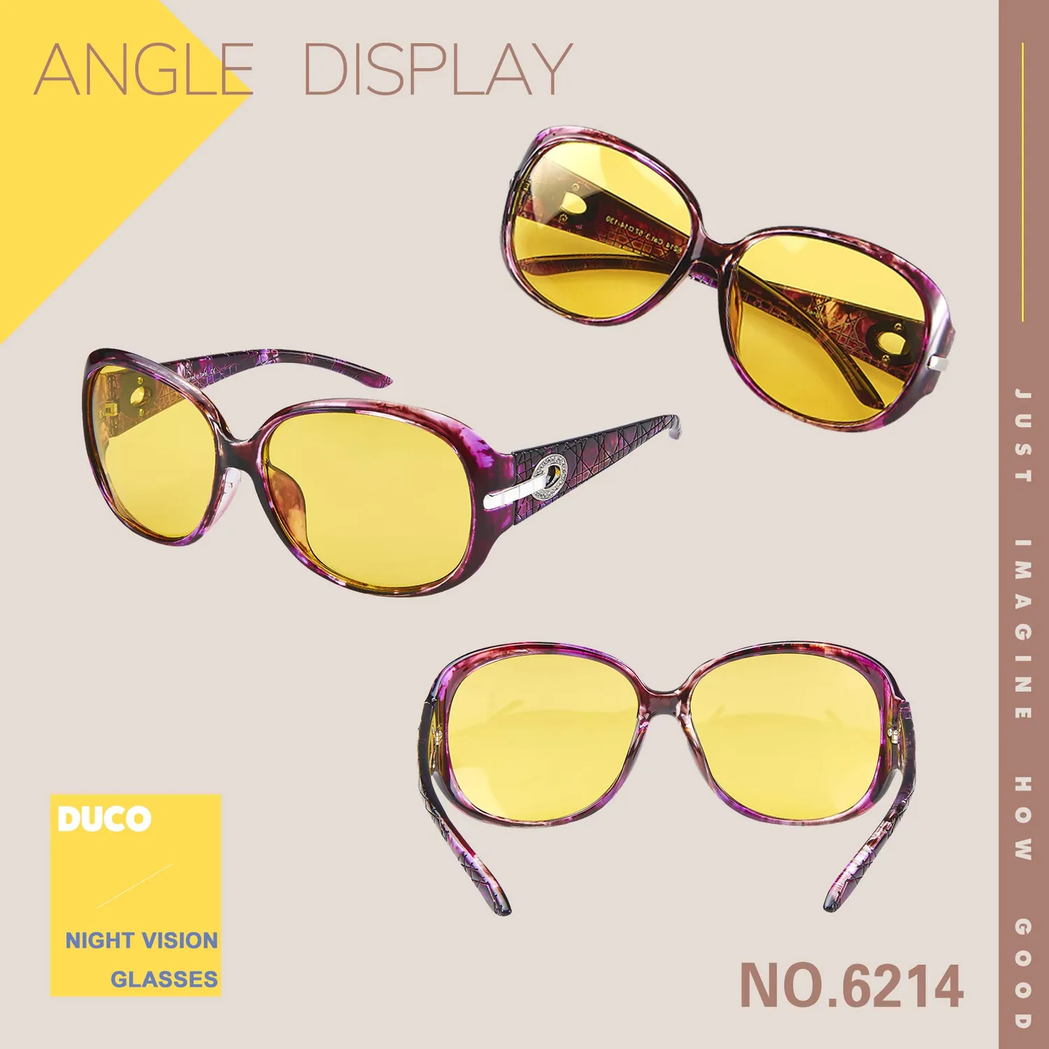 DUCO 1220Y Damen Nachtfahrbrille gelb polarisiert